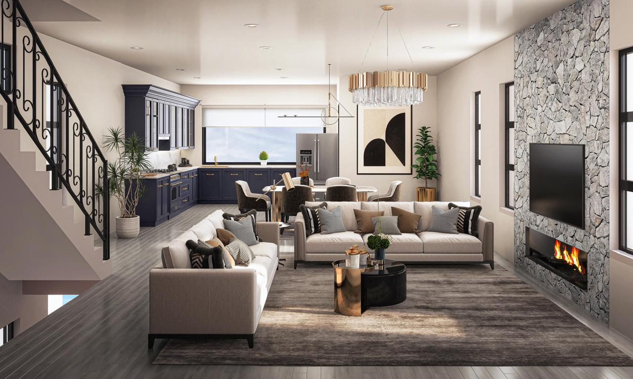 Stone Fireplace Family Lounge
