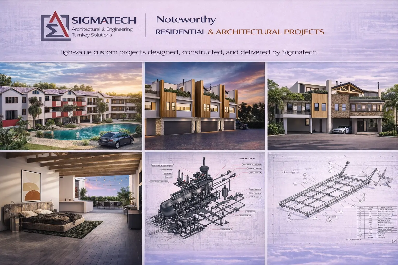 Grid of noteworthy SIGMATECH residential and architectural projects