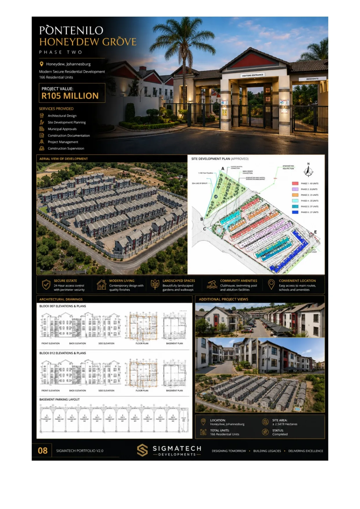 Pontenilo — Honeydew Grove Phase Two project sheet — photos, site development plan, drawings and 3D renders