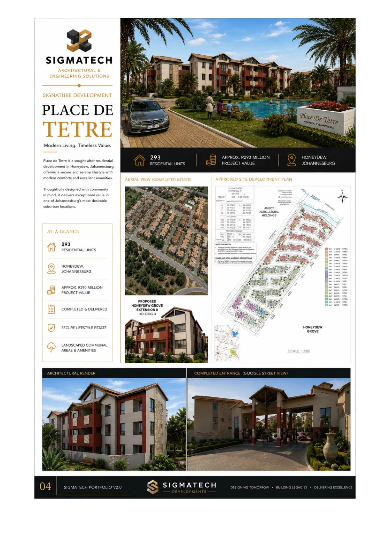Place de Tetre project sheet — photos, site development plan, drawings and 3D renders